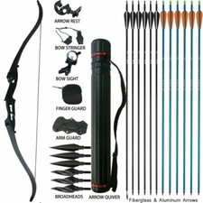 Set arco ricurvo 50 libbre tiro con l'arco 56" confezione caccia frecce punte larghe
