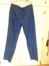EUC Vtg Eddie Bauer Blue Denim Mens Relaxed Jeans Snaps / Zip Fly XL 100 Cotton