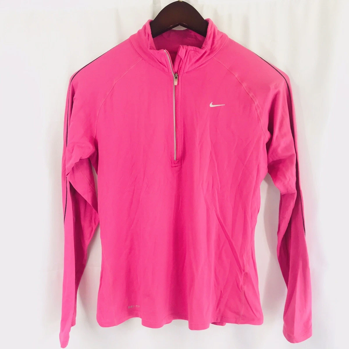 Nike Dri Fit Pink Long Sleeve Pullover Sweatshirt Mock Turtleneck 1 2 Zip MEDIUM