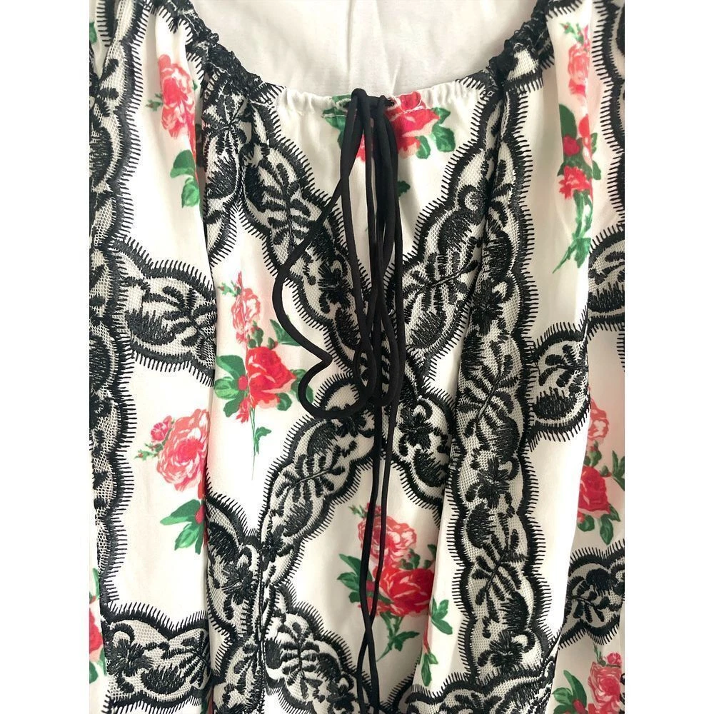 VALENTINO Mini Abito Greta Nuovo For Love and Lemons Taglia Extra Small Nero Pizzo Rose Rosse