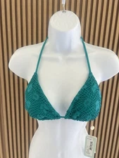 Luli Fama Cosita Buena Seamless Triangle Bikini Top Exuma blue Small NWT