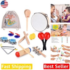Wooden Toddler Musical Instruments 16pc Percussion Kit, Early Development Toys
