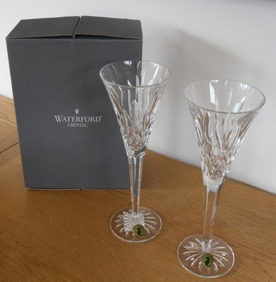 Waterford Kristall Lismore Schliff Box Paar 23 cm hohe Champagner Toastflöten