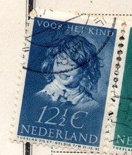 Netherlands 1937 children care, voor het kind, in blue, 12 1/2 cents