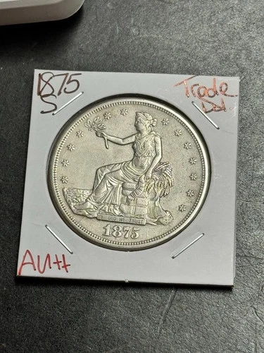 1875 S Trade Silver Dollar Nice AU About Uncirculated U.S. $1 Coin (Raw19304)