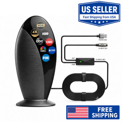 Indoor Digital TV Antenna Amplified Long Range for Smart & Older TVs