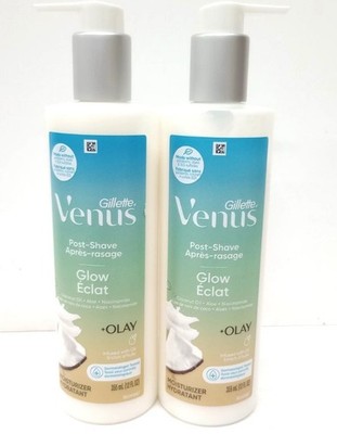 2 Pack Gillette Venus Post Shave Glow Coconut Oil Aloe Olay Moisturizer 12oz