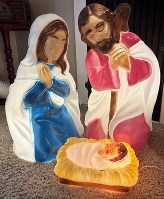  Nativity Set 3 Piece General Foam 28'' With Box Lighted Blow Mold 
