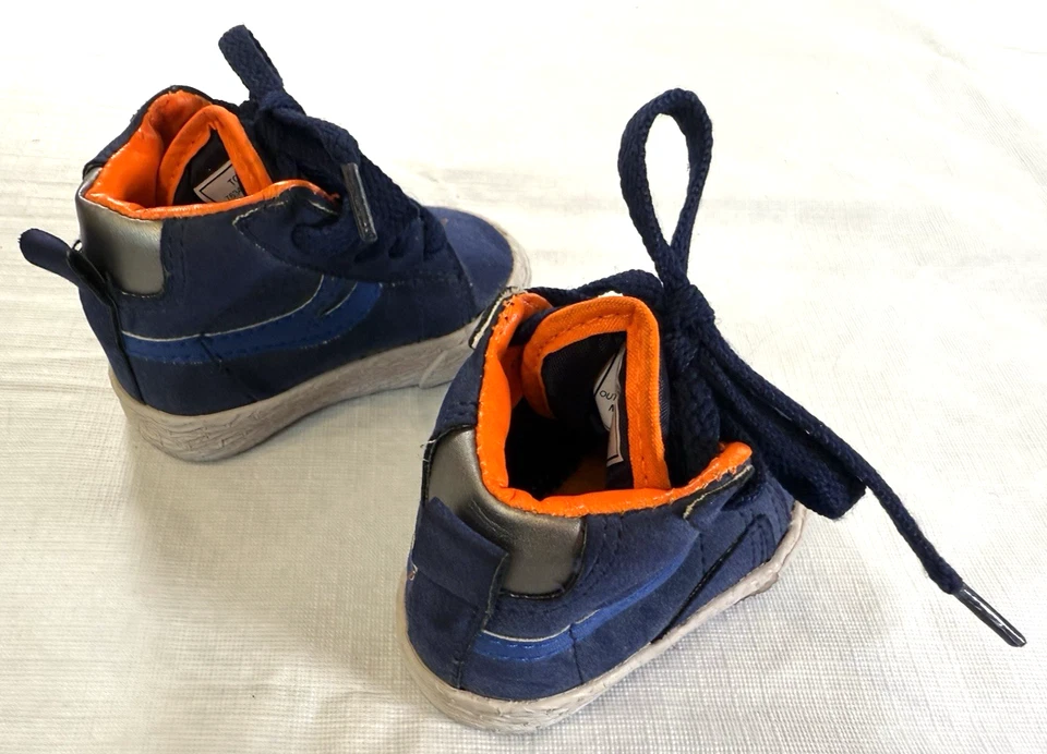 Toys R Us Sneakers Toddler 2 Blues Orange White High Top - Image 3 of 4