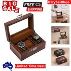 Wooden Watch Box for Men, 3 Slot Timber Watch Display Case Mens Watch Box Org...