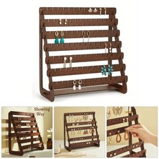 Multi-Layer Wooden Earring Display Stand Holder Jewelry Necklace Rack Organizer