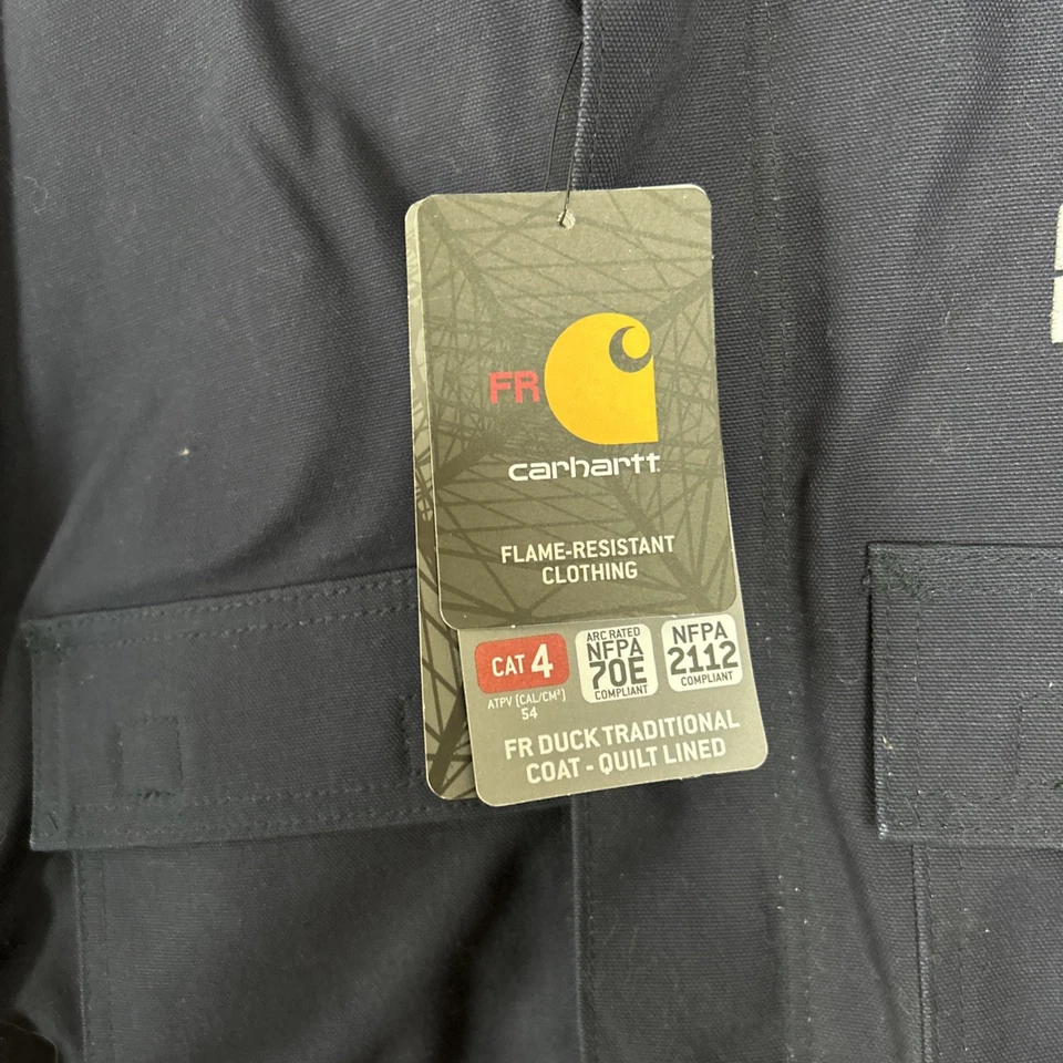Carhartt FR Flame Resistant Duck Traditional Coat Quilt Lined Dark Blue 2XL - Image 3 of 4