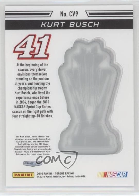 2016 Panini Torque Championship Vision Gold /149 Kurt Busch #CV9 - Image 2 of 2