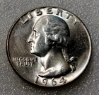 🟅 UNC 1964 D 90% Silver Wash. 25¢ - 62-Year-Old Coin