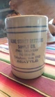 Antique Adv Stoneware MUG Olive Street Bottlers Seattle, Gray/Blue, Red Wing