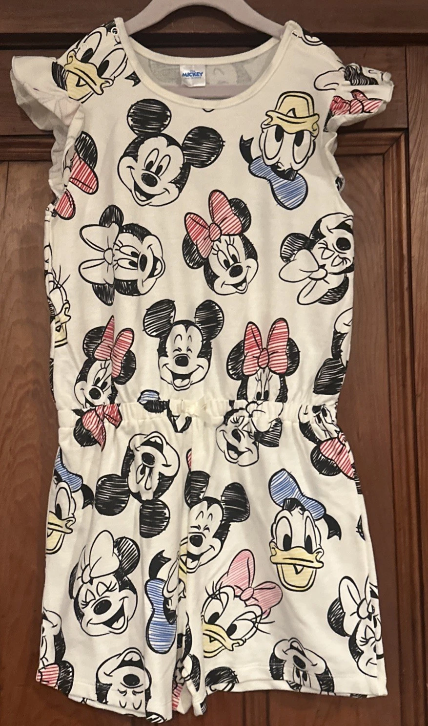 Disney Mickey and Friemds Big Girls Ruffle Flutter Sleeve Romper Size 10-12
