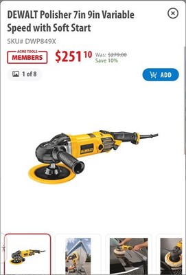  NEW  DEWALT Polisher 7''-9'' Variable Speed with Soft Start DWP849X