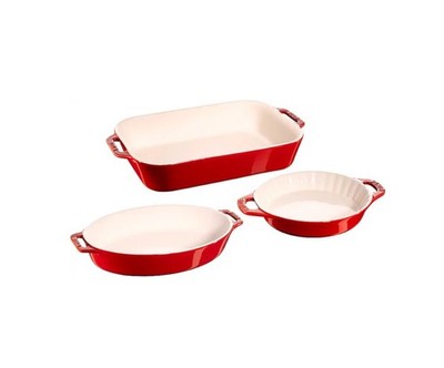Staub - Ceramics 3-piece Mixed Baking Dish Set - Cherry