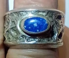 18.9 g Unique Silver Vintage ring with a Blue Lapis stone, handcrafted, size 8