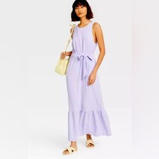 NWT A New Day @ Target Maxi Tiered Textured Stretch Dress Pastel Purple Size XS