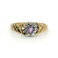 9ct Yellow Gold Ring Cubic Zirconia Stones Birmingham UK Hallmark Size P 1/2