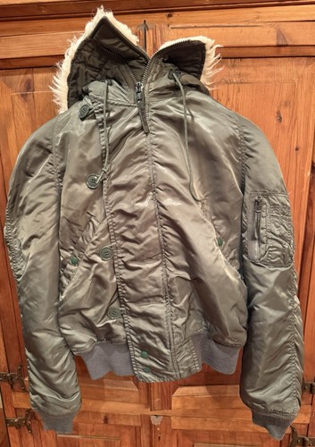 ALPHA INDUSTRIES Flying Man’s Heavy Attach.Hood N2B Flight Bomber Jacket MEDIUM