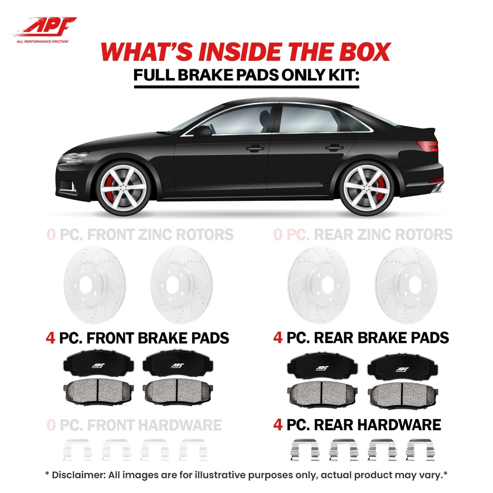 For 2001-2001 Nissan Maxima - Front + Rear Ceramic Brake Pads Foto 3 de 4