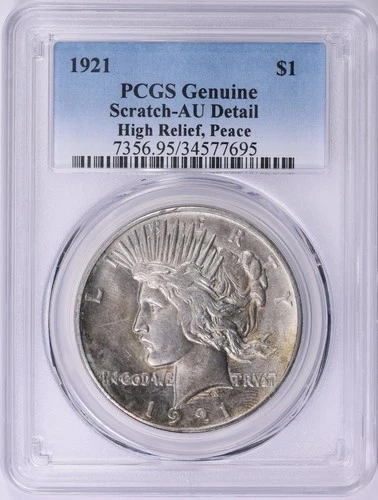 1921 Peace Silver Dollar $1 High Relief PCGS AU Details (695)