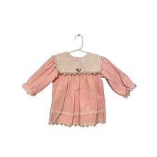 Bryan pink velvet long sleeve dress vintage lace flower buttons dressy 18 mo