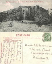 Vintage Postcard - Blackpool River Caves Waterfall South Shore 1905 POSTED