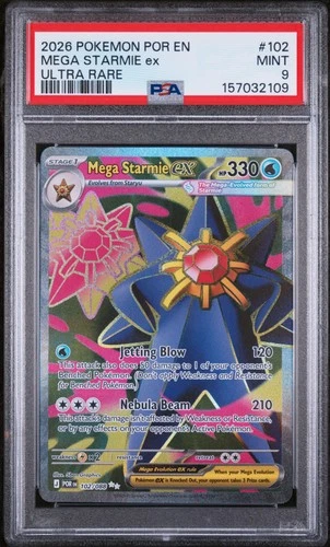 2026 POKEMON POR EN-PERFECT ORDER ULTRA RARE #102 MEGA STARMIE EX PSA 9