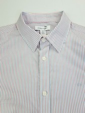 Calvin Klein Slim Fit Med Mens Red White Blue Stripe Extra Fine Cotton Shirt NWT