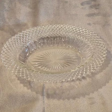 Clear Glass Oval Candy Dish Diamond Cut Serving Platter Decorative Bowl