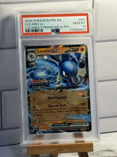Pokemon Lucario EX 051/131 Holo Stamped Prismatic Evolutions Promo GEM PSA 10