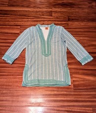 Tory Burch Oceanic Corossol Terry Print Tunic Swim Coverup Knit  sz M Green
