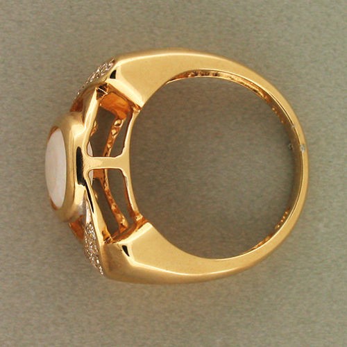 Nachlass 14k Gold „X“ & „O“ Stil hellweißer ovaler Opal & runder Diamant R - Bild 3 von 3