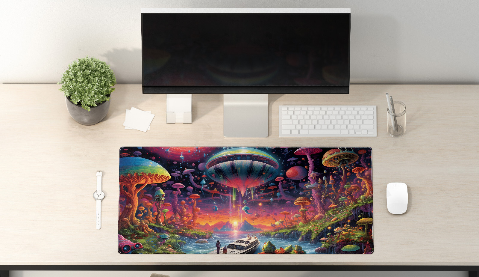 Trippy Stoner Gaming Mouse Pad Large Desk Mat for Gamers-image