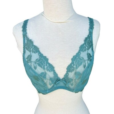 Aubade Paris Softessence Triangle Embroidered Lace Plunge Bra TMF12 Allo 36B NWT