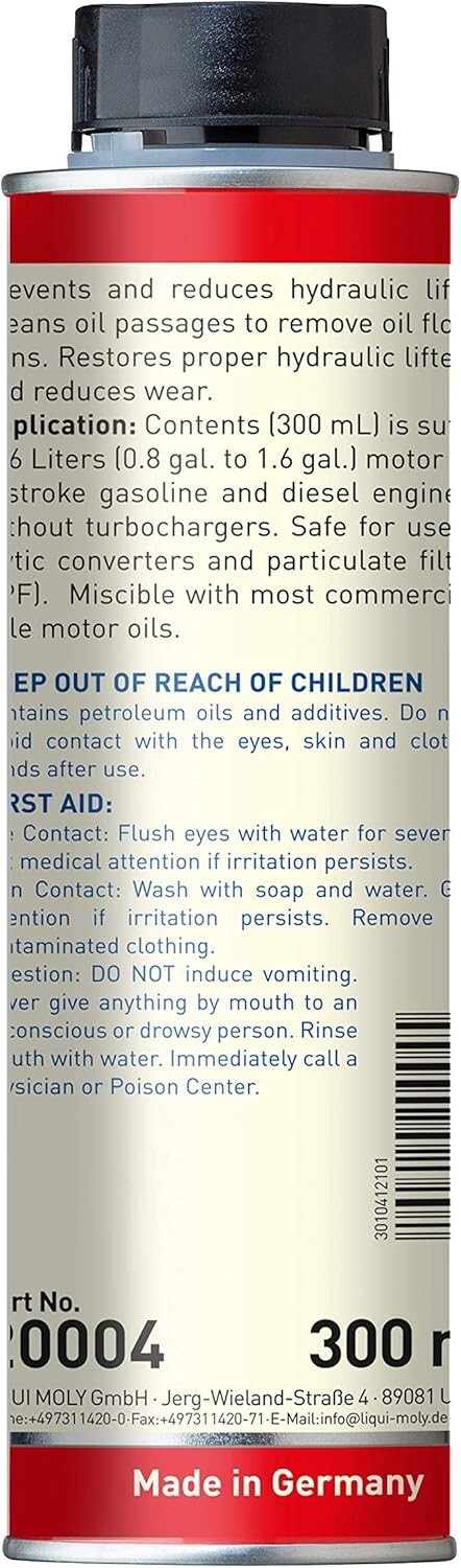 Liqui Moly 20004 Hydraulic Lifter Additive - 300ML, Engine Noise Valve Cleaner