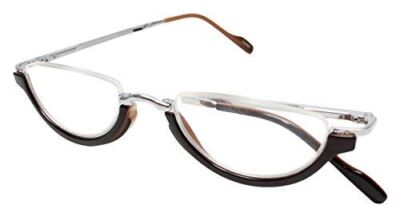 Calabria 309 Small Semi-Rimless Folding Reading Glasses Walnut Brown +3.00 59 mm
