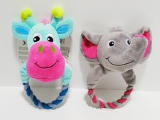 Hundespielzeug - Kuh oder Elefant Theo - Seil Squeaker und Knisterohren - 20cm -