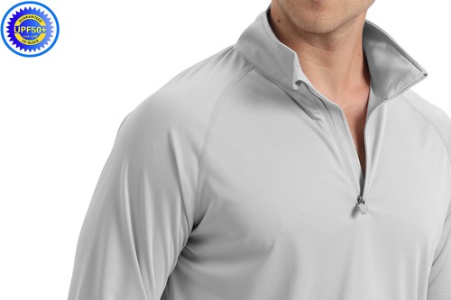 UPF50+ Men's Long Sleeve 1/4 Zip Sun Block UV T-Shirt Outdoor Fishing Sport Tops - Picture 31 of 82