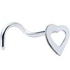 20G Steel Hollow Heart Nose Screw Stainless Steel Nasal Nostril Piercing Ring