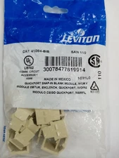 10 PACK (lot of 2) Leviton, 41084-BIB, Ivory,  Blank Quickport Inserts