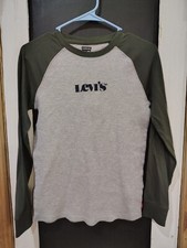 Boys Levi's gray green thermal long sleeve shirt size large 12/13 years