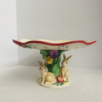 Magenta Seasonal Collection Rabbits Platter Easter Pie Cupcakes Centerpiece READ