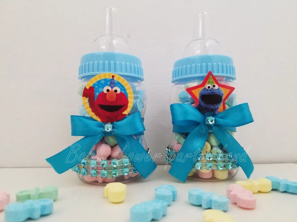 Chá de bebê 12 mamadeiras Elmo Sesame Street Favor prêmios jogos menino decoração azul - Imagem 3 de 4