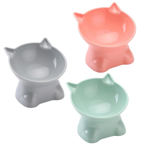 1*NUEVOS cuencos de comida para gatos elevados aptos para bigotes antivómitos 15 grados inclinación plato para gatos - Imagen 2 de 15