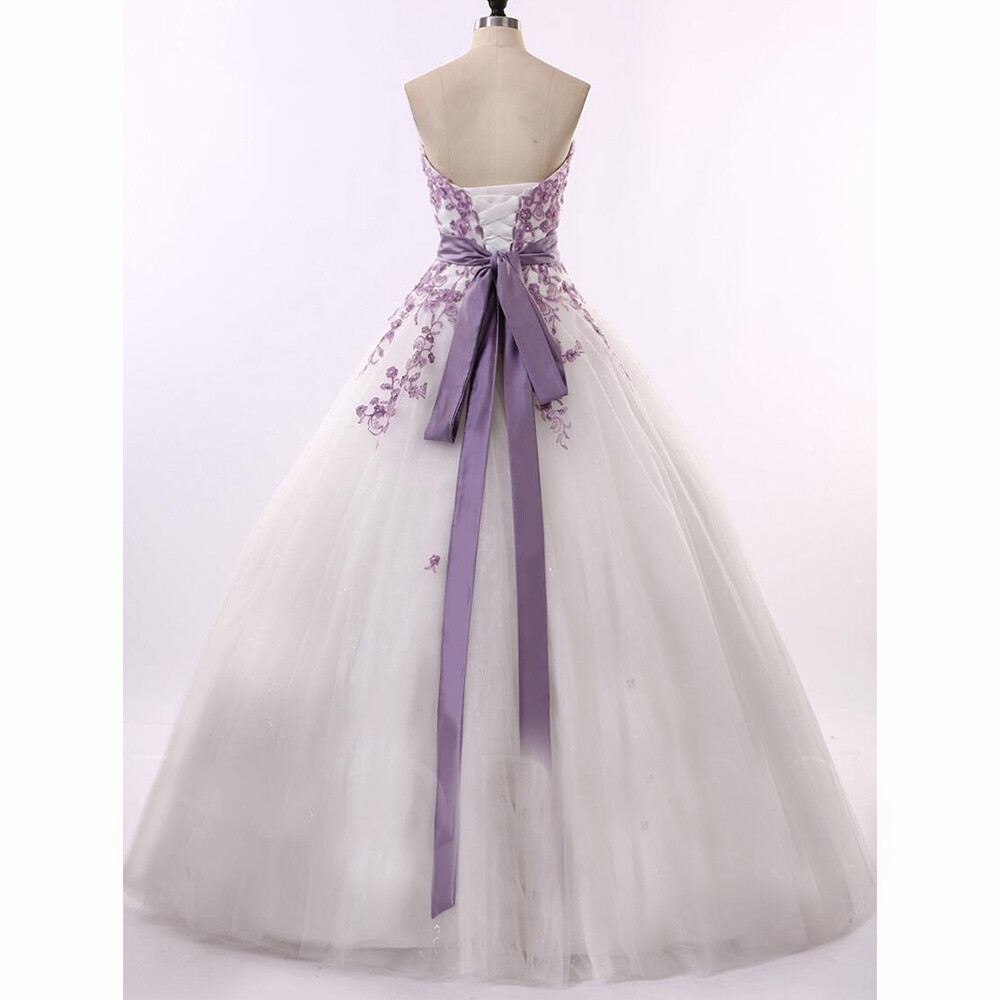 purple wedding dress ebay FairOnly M368 Women's Colorblock Bridal Wedding Dress (XXL, White Purple) at Amazon Women's Clothing store