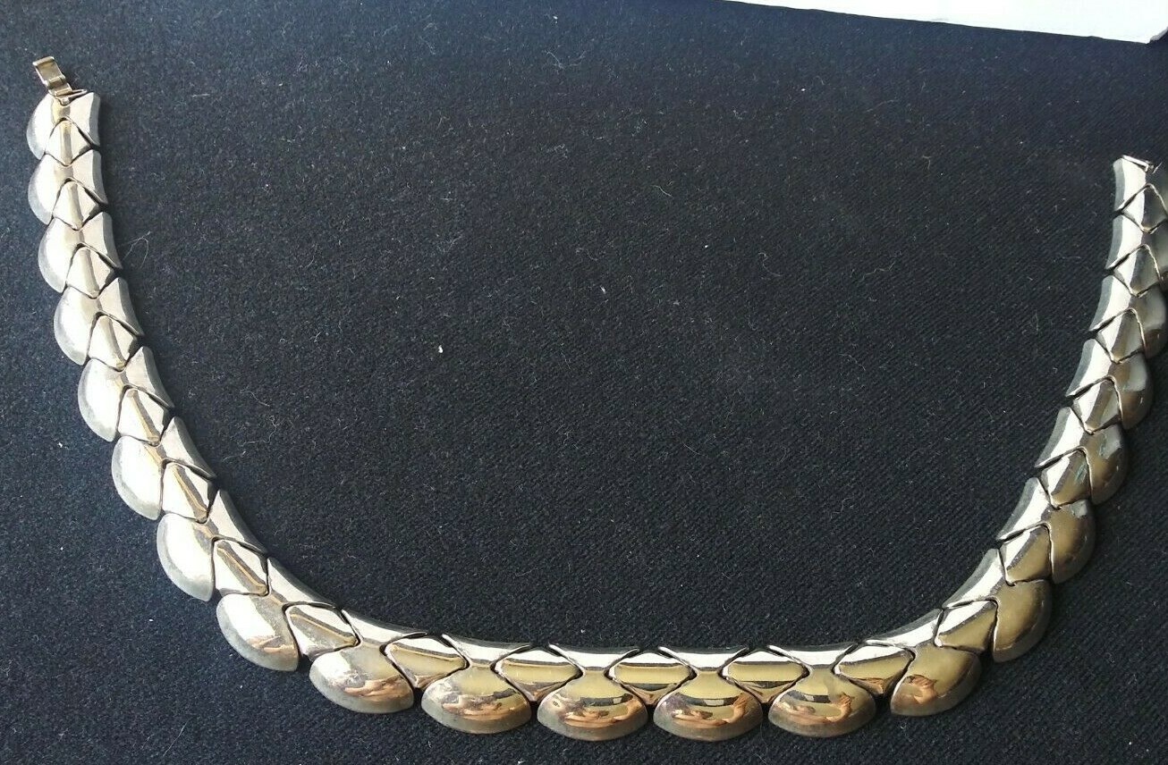 SILVER HALF MOON INTERLOCKING LINK CHOKER, MID CE… - image 9